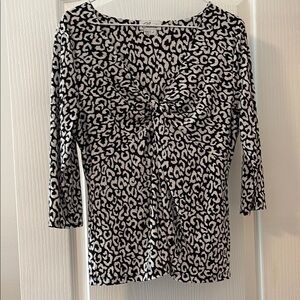 Chico's Monochrome Animal Print Long Sleeve Top